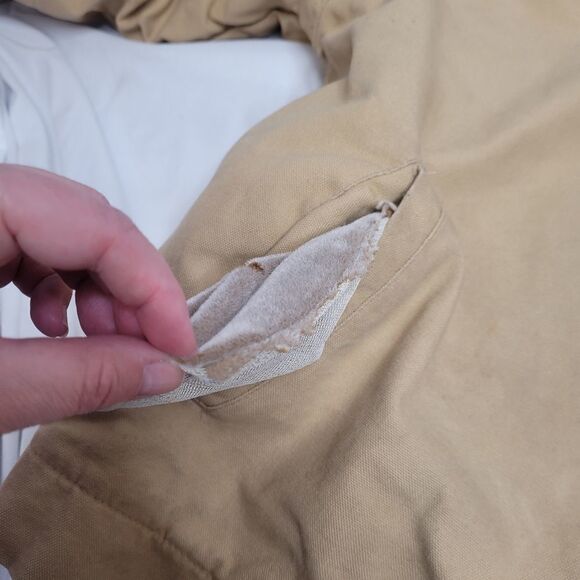 VINTAGE 90s Walls tan canvas work jacket corduroy collar barn coat 2XL TALL - Picture 9 of 12